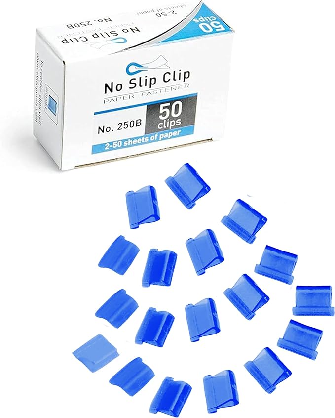 OfficeGoods No Slip Clip Refills - Binds Up to 50 Pages - Reusable - Works with No Slip Clip Dispenser - 50 ct Box Each Small & Large - 100 ct Total - Blue