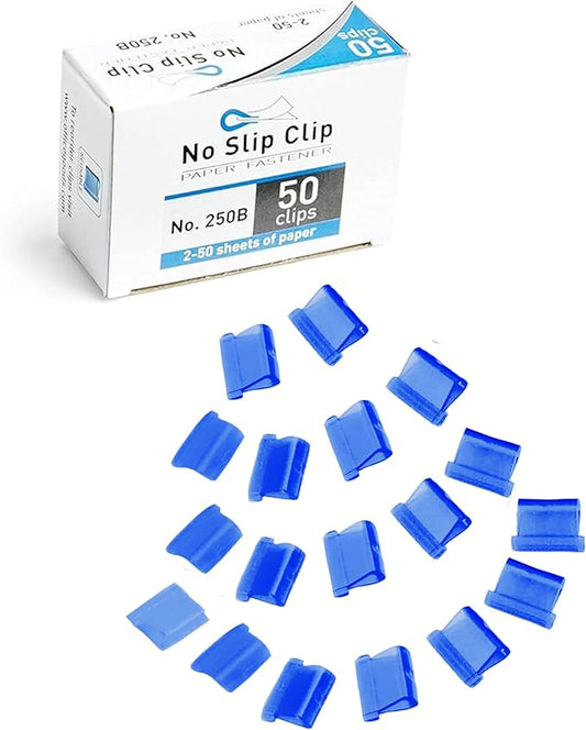 OfficeGoods No Slip Clip Refills - Binds Up to 50 Pages - Reusable - Works with No Slip Clip Dispenser - 50 ct Box Each Small & Large - 100 ct Total - Blue