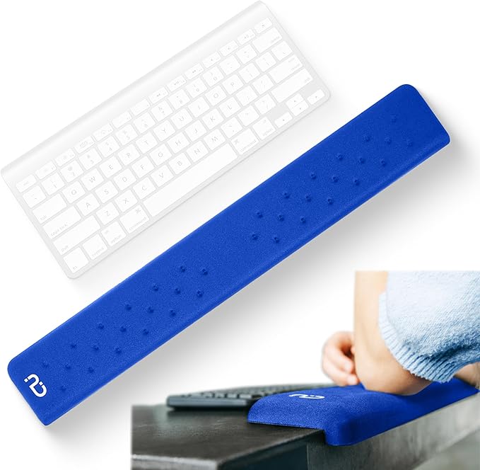 EdgeRest PostureUp L-Shaped Desk Long Wrist Rest Elbow, Forearm & Wrist Comfort Support for Table or Desk Edge, Non-Slip, Memory Foam Padding, Ergonomic Design for Work, Universal Fit, Blue