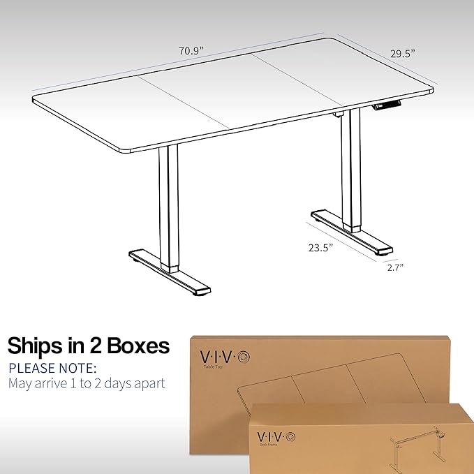 VIVO Electric 71 x 30 in Rustic Standing Desk, Memory Height Adjustment, 1B Series, Holds 220 lbs, Black and Vintage Brown Top, Black Frame, DESK-KIT-1B7BN