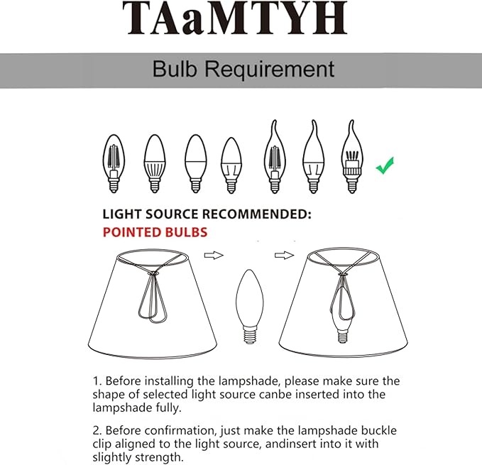 TAaMTYH small lamp shade chandelier shades set of 3，Fabric Lampshade for Wall Lamp，chandelier shades，small table lamps，For Cutting Edge bulbs, Clip-on Fitter Lampshade，3" X 6" X 5"