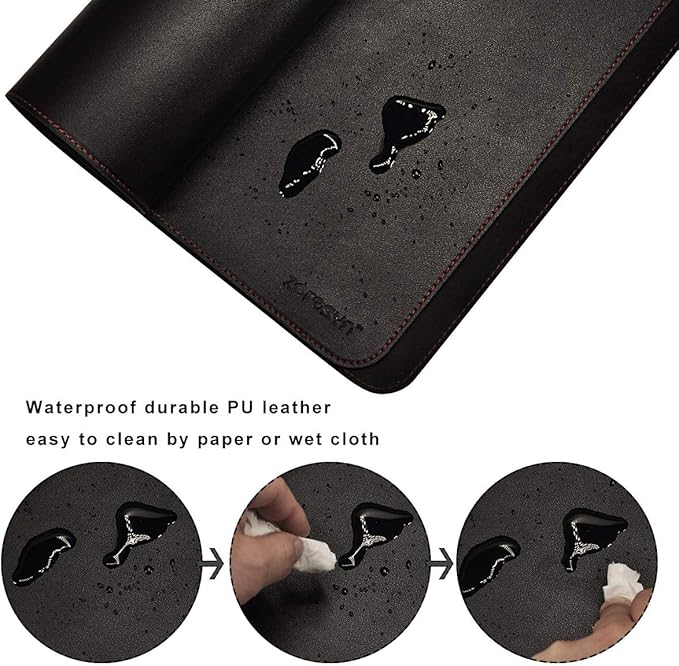 ZORESYN Large Mouse Pad (47.2" x 23.6") - PU Leather Extended Gaming Mousepad Desk Mat - Nonslip Base and Waterproof Desktop Keyboard Extended Mouse Mat (Black)
