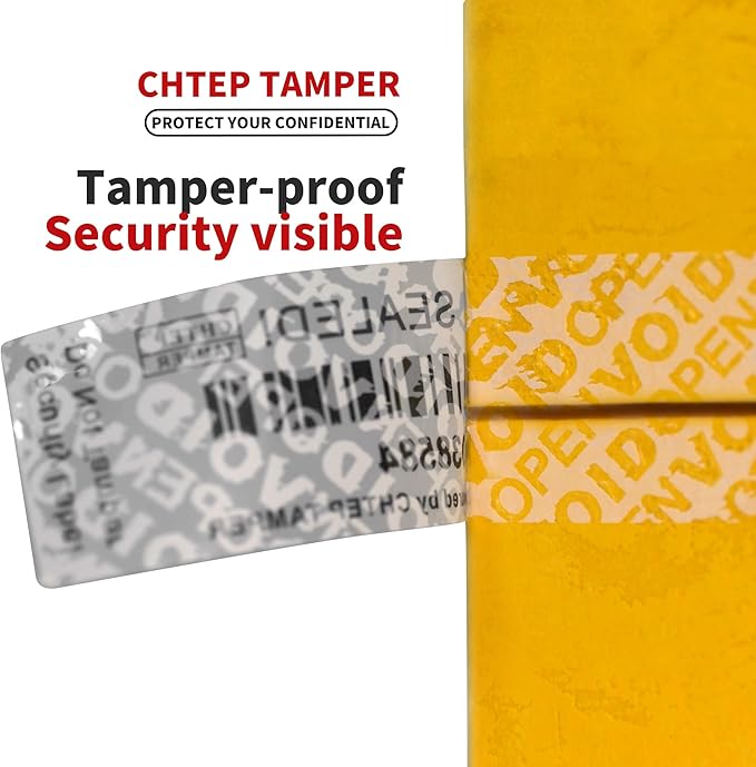 ChtepTamper 100 Pieces Total Transfer Tamper-Evident Stickers Security Labels Great for Goods Shipping,Exchange of Agency Files, Privacy Protection or More(Serial Number 1 * 3.54inches White)