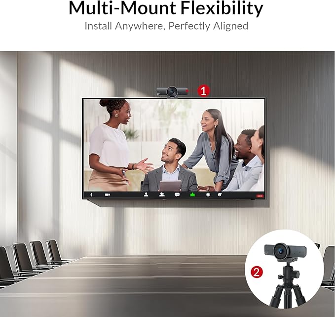 AV Access 4K Conference Room Camera, 1/1.8' Sensor, Individuals Gallery, 120° FOV, 5X Digital Zoom, Auto Framing, Presenter Tracking, Dual Mics, ePTZ, Privacy Cover, Work with Teams, Zoom, Meet