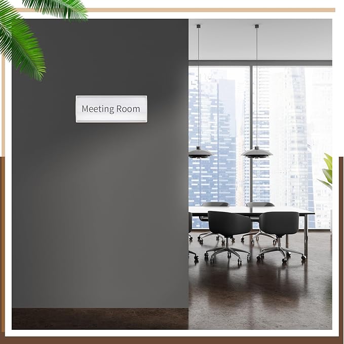 Therwen 25 Pcs Aluminum Office Name Plate Holder for Door Wall Mount 8'' x 3'' Business Sign Holder Office Door Sign Sturdy Curved with Plastic Film and Adhesive Tape (Silver)