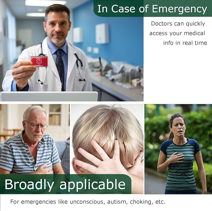 Emergency Contact Card for Wallet 10 Pack with 10 Sleeves, Red Thick Cardstock Medical Alert Allergy Cards for Wallet, Medication List Wallet Size Card for Phone, Handbags, Retirement Community