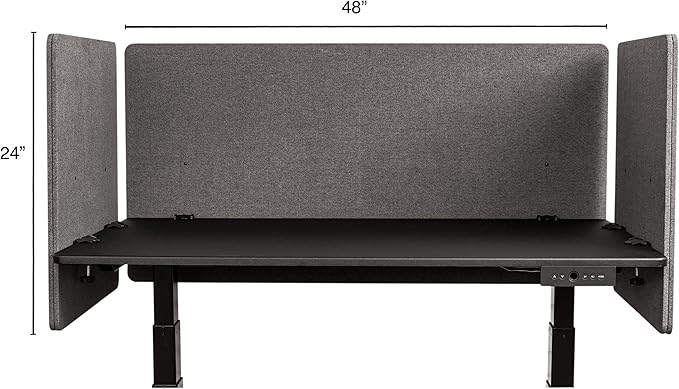 Stand Up Desk Store ReFocus Clamp-on Acoustic Desk Divider Privacy Panel That Reduces Noise and Visual Distractions (Ash Gray, 47.25" x 23.6", 23.6" x 23.6", & 23.6" x 23.6")