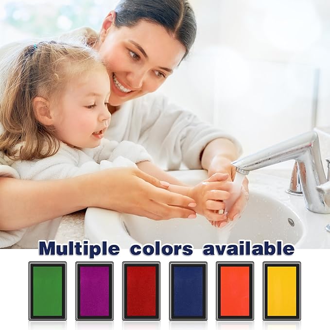 Outus 6 Pieces Reusable Ink Pad for Baby Footprint Handprint Paw Print, Non-toxic Ink Pad, Feet and Hands Stamp for Boys and Girls Christmas New Year, 6 Colors(Bright Color)