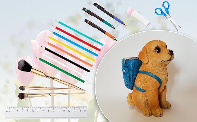 Photour Dog Pen Holder for Desk Pen Pencil Cup Creative Desktop Pen Organizer Pencil Cups for Desk Unique Accessories Decor for Home Office School Gift for Dog Lovers (Golden Retriever)