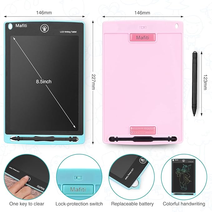 LCD Writing Tablet 8.5 Inch 4 Pack Electronic Writing Drawing Pads Doodle Board Gift for Kids Boys Girls