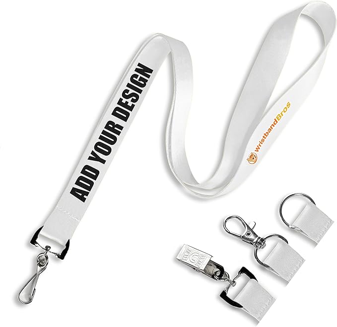 Wristband Bros Custom Lanyards For ID Badges, Keys & More | Add Text & Logos | Choose Your Attachment | Bulk Quantities For Events