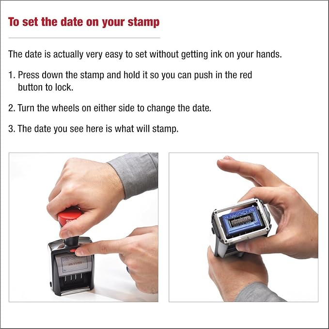 MaxMark Heavy Duty Date Stamp with 8-Line Custom Text, Self Inking Date Stamp - 2860 - Choose from Many Font and Color Options