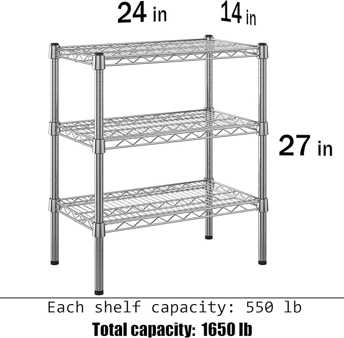 Regal Altair 14" Deep x 24" Wide x 27" Height Wire Shelving Kit | 3-Tier | NSF Commercial Storage Rack Unit
