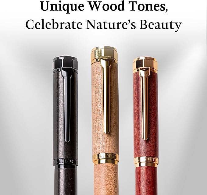 Ellington Pens Luxury Wood Fountain Pen Set – Extra Fine Nib - Includes 6 Ink Cartridges, Wooden Pen Gift Box, Ink Converter - Wood Pen For Writing, Calligraphy, Journaling, Drawing (Maple Harmony)