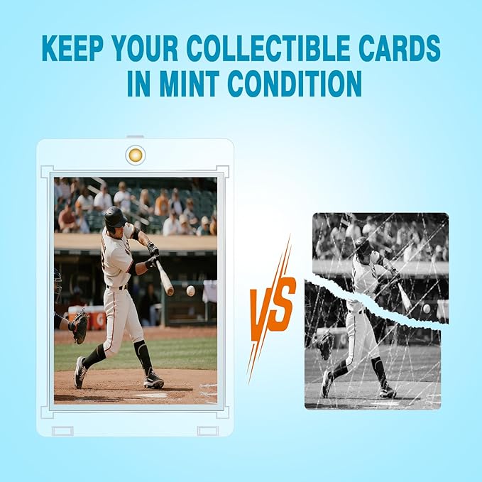 30-Pack Sleeved Card Magnetic Holders - 35pt One Touch Card Holder, Includes 30 Soft Soft Card Sleeves, Insert Card into Sleeve First, Then into Holder, Fits Trading Cards, Baseball & Game Card