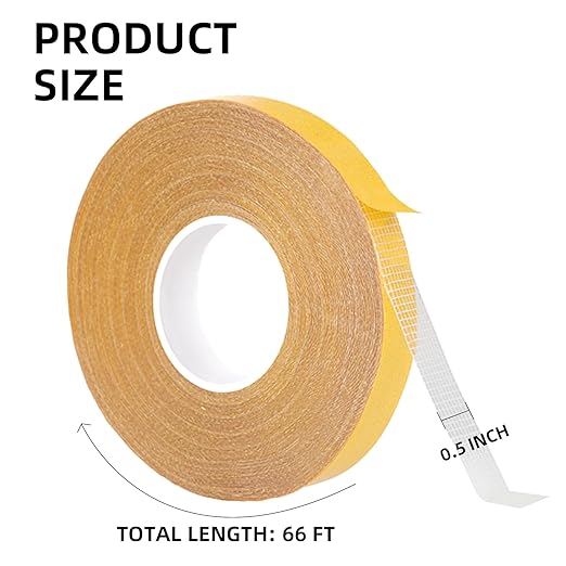 KAIYUER Thin Double Sided Tape Heavy Duty,High Stickness Clear Tape for Making DIY Crafts, Paste Photo, Rug Fixed, Floor,Wall Decor,Office Decor,No Glue Residue,0.5" x 66 FT