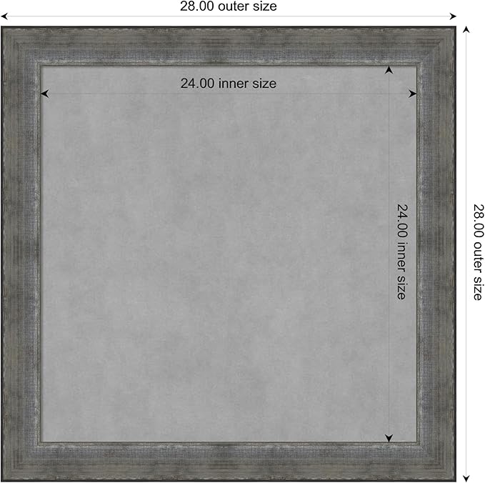 Amanti Art Silver Framed Magnetic Board 28x28 Medium Vision Board for use with Magnets, 100% Metal Sheet to Display Items as Office Decor or for Home Organization in mudroom, Kitchen or Kids Room