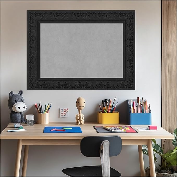 Amanti Art Black Framed Magnetic Board 23x31 Medium Vision Board for use with Magnets, 100% Metal Sheet to Display Items as Office Decor or for Home Organization in mudroom, Kitchen or Kids Room