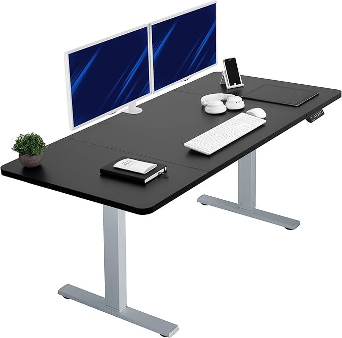 VIVO Electric 60 x 30 in Standing Desk, Memory Height Adjustment, 1B Series, Holds 220 lbs, Black Top Gray Frame, DESK-KIT-1G6B-30