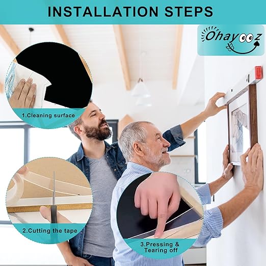 Ohayooz® Extra Strong Double Sided Tape Heavy Duty Removable 10FT, Clear Sticky Adhesive Nano Tape Tough Washable Waterproof Mounting Tape for Hanging Picture, Poster, Carpet, Photo Deco