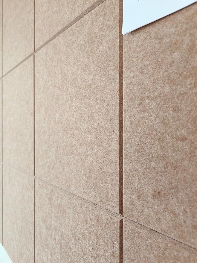 DECORITA Felt Wall Tiles | Large Cork Board Alternative | Aesthetic Felt Bulletin Board for Office, Home & Classroom | Large Cork Boards for Walls Pinboard (12-Pack) | Suntan
