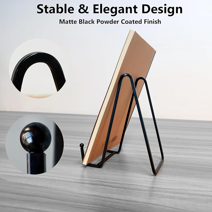Kruodop 4 Pack 6" Metal Square Frame Easel Stands - Multi-Use Tabletop Display for Plates, Photos, Art, Books, Signs | Durable Mini Easels for Home Decor, Office, Studio & Vinyl Records