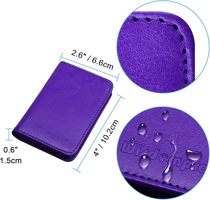 Wisdompro Business Card Holder, 2-Sided PU Leather Folio Name Card Holder Wallet Case with Magnetic Shut for Men and Women, Ultra Slim and Thin