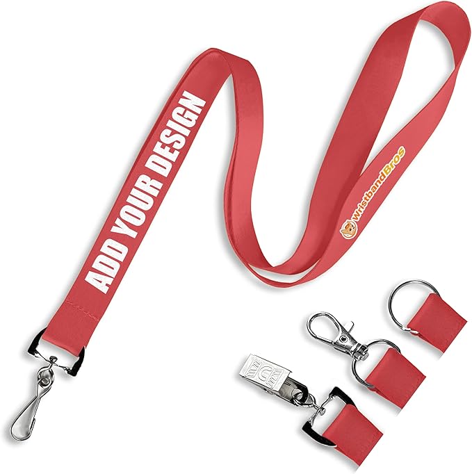 Wristband Bros Custom Lanyards For ID Badges, Keys & More | Add Text & Logos | Choose Your Attachment | Bulk Quantities For Events