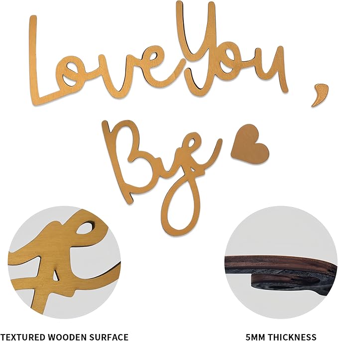 Wall Decor Gold Love You Bye Sign Hallway Entryway Door Wall Art Boho Decor Wood Home Decor Express Love and Warm for Your Family Lover Halloween Thanksgiving Christmas Above Door Topper Decoration