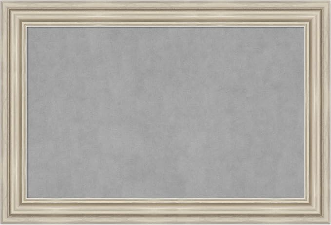 Amanti Art Silver Framed Magnetic Board 26x38 Large Vision Board for use with Magnets, 100% Metal Sheet to Display Items as Office Decor or for Home Organization in mudroom, Kitchen or Kids Room
