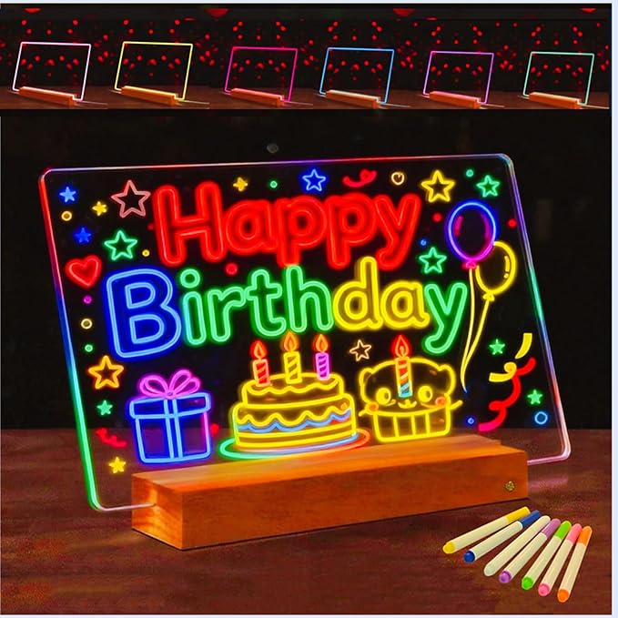 ARAGIT LED Drawing Board for Kids & Adults, Rechargeable Led Note Boards with Colors, Neon Glow Memo Light-Up Message with Stand as Night Light for Room/Store/Office/Valentine's Day/Gift