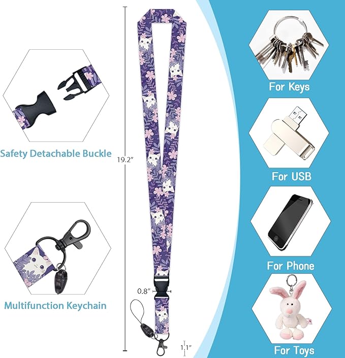 Cute Cat Badge Holder Retractable Lanyard, Lanyards for ID Badges Name Tags Vertical Card Holder, Detachable Lanyard Badge Reel Retractable, Teacher Nurse Workers Women Office Gifts