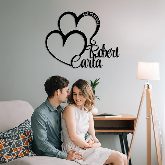 Personalized Valentines Metal Wall Sign, Custom Infinity Heart Love Couple Name Sign, Valentine's Wedding Gifts for Couples, Metal Engagement Sign, Home Decoration, Gift for Anniversary