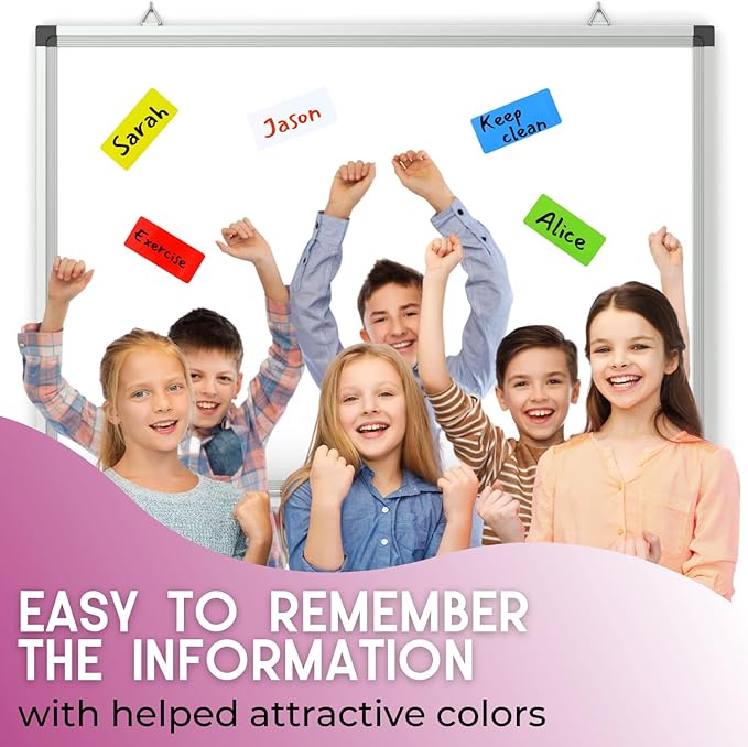 Availey 40 Pieces (4 x 1.8) - Full Colored Magnetic Dry Erase Labels - Reusable Strips for Classroom Home Office Garage Refrigerator Blank Writable Erasable Cards Name Tags Students Locker Shelf