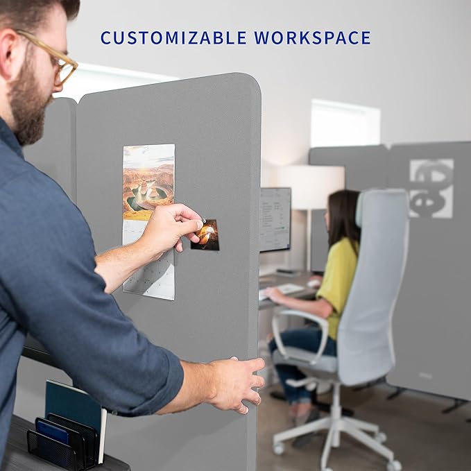VIVO Freestanding 72 x 66 inch Privacy Panel, Mobile Cubicle Divider, x3 24 inch Wall Partitions, Gray, PP-3-T072G-M