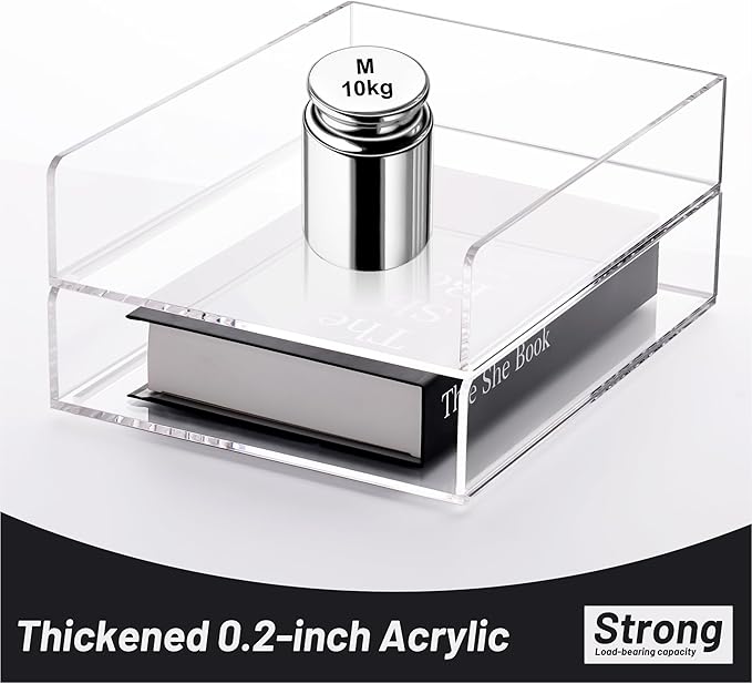 HeZone Paper Organizer Letter Tray, Clear Acrylic Paper Tray, School Teacher Office Supplies Organization, Stackable Desk File Organizer, Classroom Decor and Accessories-2 Pack…