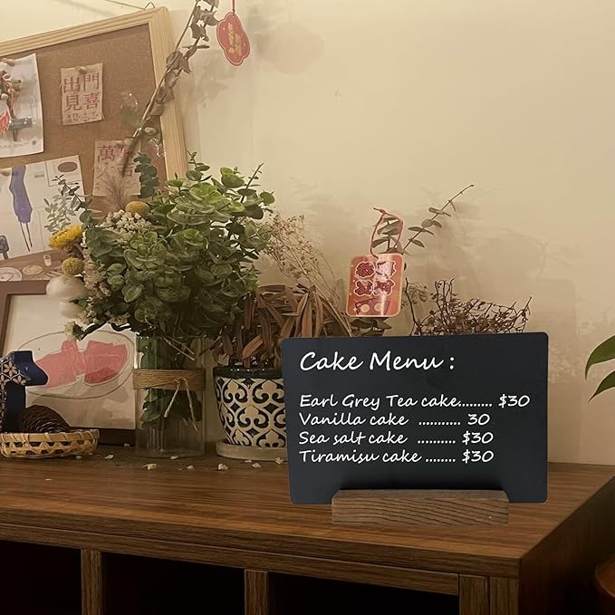 NEWNEWSHOW 8.7x12 Inch Double Sided Chalkboard Signs, Erasable Message Blackboard with Wood Base for Shop Wedding Kitchen Home Party Decoration (2 Pack 8.7x12)