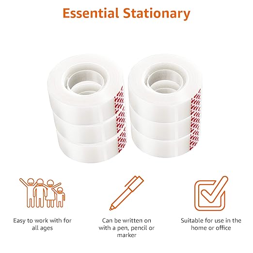 Amazon Basics Matte Finish Tape, 6 Pack, 2.1 x 0.75 inch, Translucent