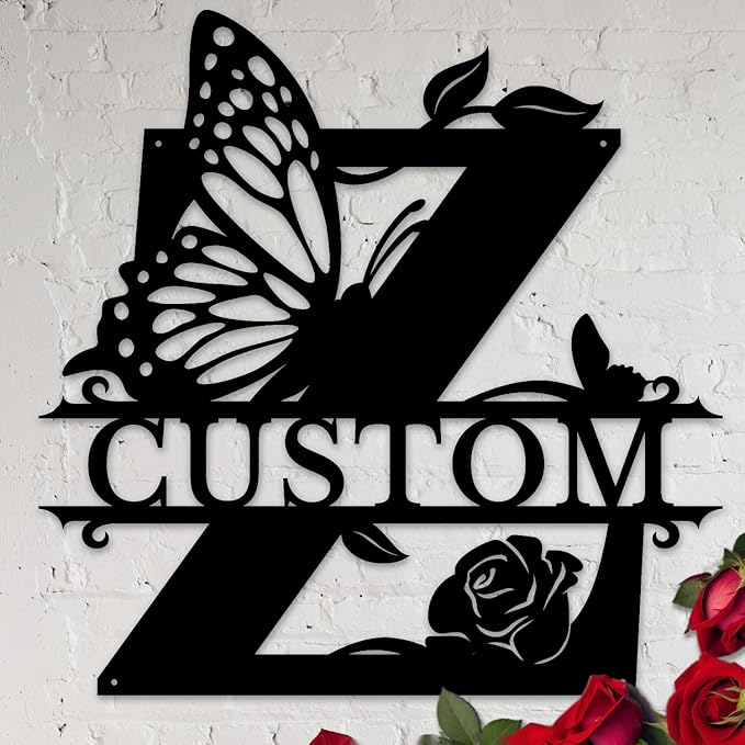Personalized Custom Letter Name metal Signs,Custom Black Letter Monogram Wall Art Decor,Metal Signs Plaques Outdoor wall Decorative Signage (Z)