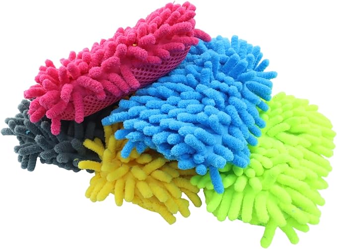 Biaungdo 5 Pack Washable Whiteboard Eraser, Microfiber Shag Dry Eraser for Classroom Teacher Supplies, Office, Home(Grey, Blue, Green, Yellow, Pink)