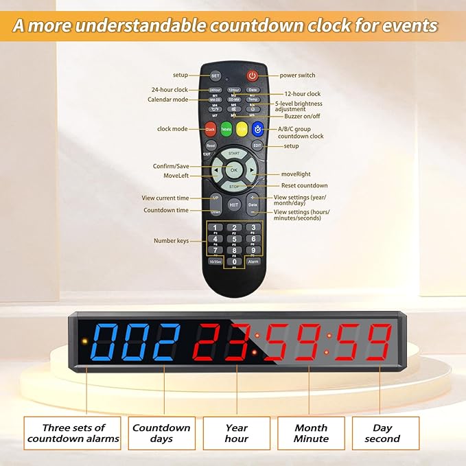 LED Countdown Clock, 999 Days, 23 Hours, 59 Minutes, 59 Seconds, Event Countdown Clock/Factory Accepts Your Exclusive Customization (2.1 inches 3 Blue+6 red)