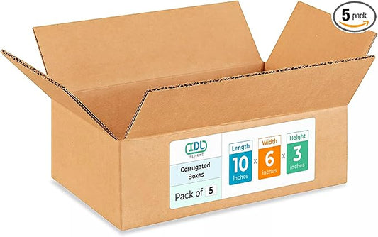 Medium Moving & Shipping Boxes 10 x 6 x 3 inches (10-Pack) - Extra Strength 200 lb vs Regular - Corrugated Cardboard Boxes for USPS/UPS/FEDEX - Packaging Box - Shipping Box by IDL Packaging