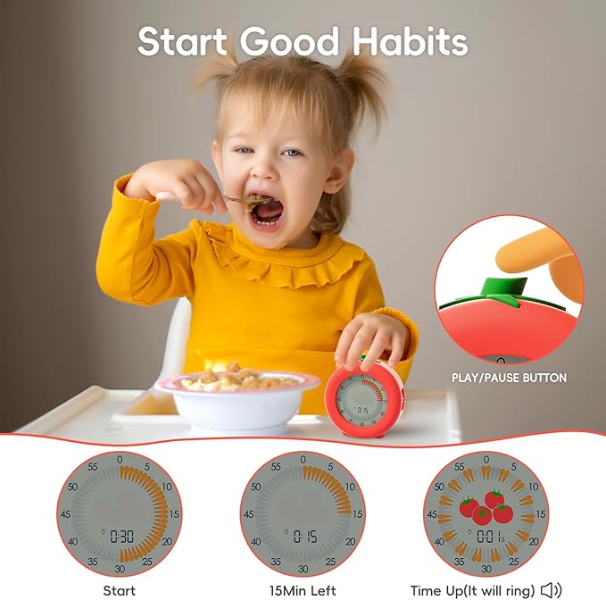 Tomato Visual Timer for Kids, 299-Minute Cute Kids Pomodoro Countdown Timer, ADHD Autism Toddler Support, Visual Timer for Classroom, Kitchen, Office Desk and Meetings