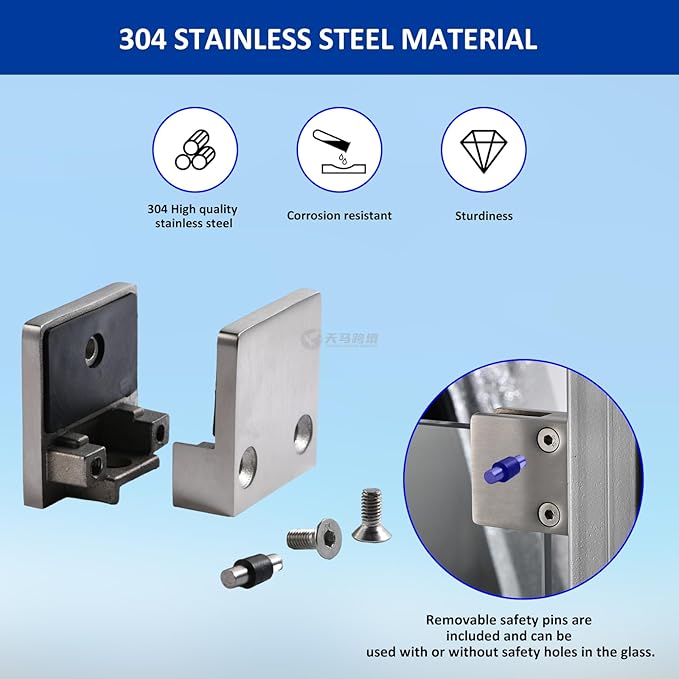 GOSURE 4PCS Adjustable Glass Shelf Bracket, 1/3"-1/2" 304 Stainless Steel, Silver-20pcs