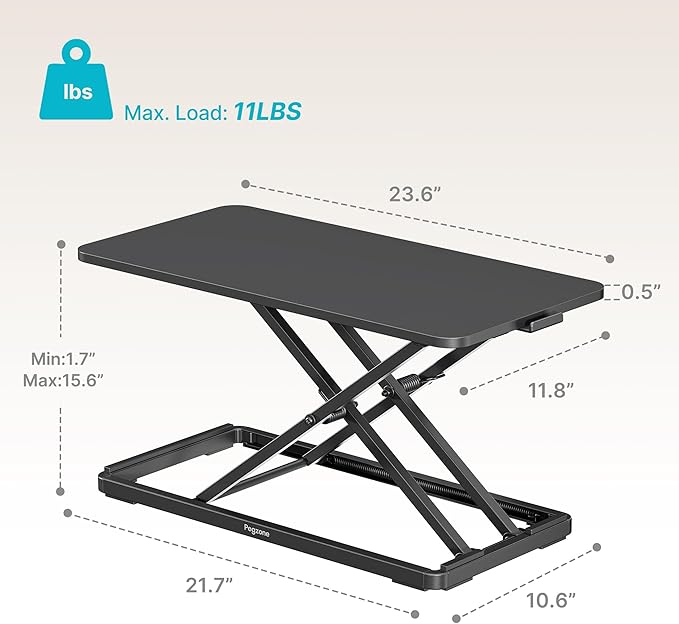 PEGZONE Keyboard and Mouse Riser, 24" x 12" Ergonomic Keyboard Riser, Height Adjustable keyboard stand for desktop, Standing Keyboard Tray, Black