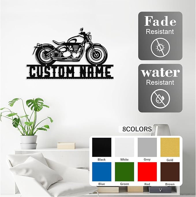 Custom Motorcycle Metal Sign Personalized Biker Name Sign Motorcycle Wall Art Motorbike Signs Garage/Man Cave Decor Gift for Bikers Men Husband