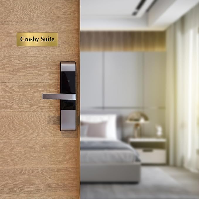 SmartSign Custom Brass Sign - 2" x 6", 40 mil REAL Bugle Brass Metal, Personalized Name Door Sign, Heavy-Duty Premium Engraved Door/Wall Mount Plaque for Business/Office, Gold and Black
