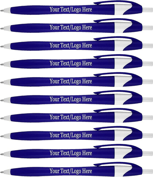 SyPen Personalized Pens With your Custom Logo or Text-1000 Pack Bulk-for Businesses, Parties, and Events, Custom Printed Slim Ballpoint Click Pens, Blue Barrel Colors, Black Ink