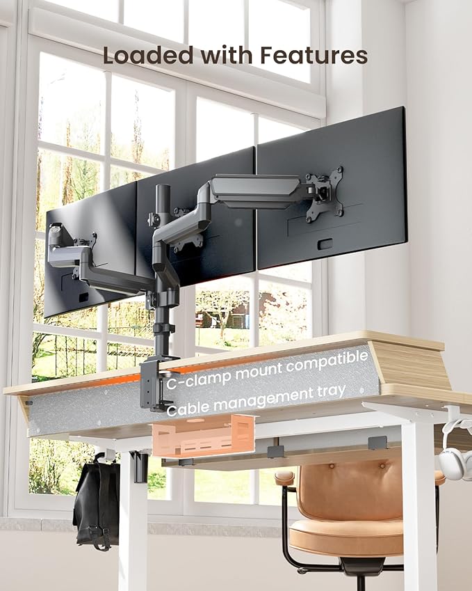 ErGear Electric Standing Desk with 4 Drawers, Height Adjustable Desk with Storage, C-Clamp Mount Compatible, Computer Home Office Table with Cable Management Tray