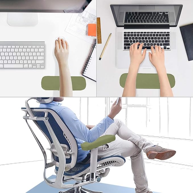 MOSISO Chair Armrest Pads (2 Pack), Memory Foam Home/Office Chair Arm Rest Covers Comfy Computer Gaming Elbow Cushion Removable Washable Elbow Support Forearm Pressure Relief, Olive Green